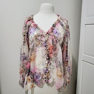 Floral Print Long Sleeve Blouse
